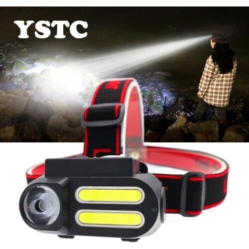 LED Headlamp Super Bright Headlight XPE COB Waterproof Hiking Camping Fishing Light Use 18650 Batteries USB Rechargeable Light