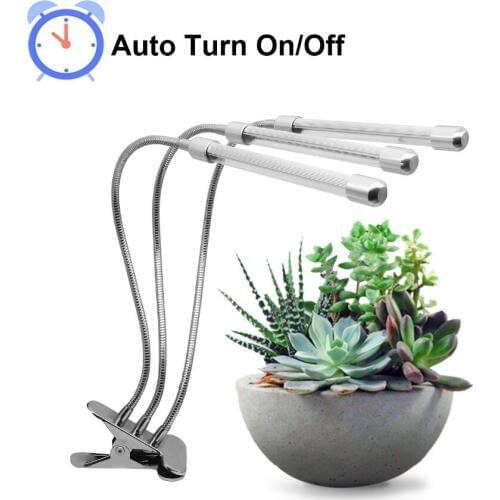 CANAGROW Three Head Led Grow Light Clip Base 27W Dimmable Plant Growing Lamp For Office Indoor Greenhouse Plants Herbs