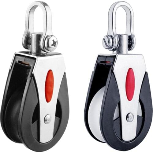 1/2PCS 1500Lbs Load Sheave Block Universal Head Single Pulley Swivel Sailboat Plain Bearing Block Rope Runner Boat Accessories