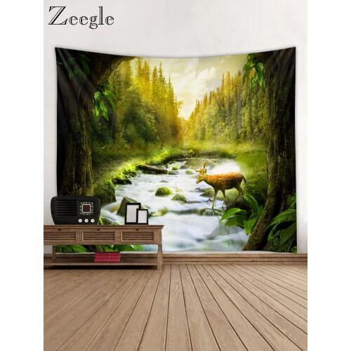 Zeegle Nature Theme Fashion Hanging Wall Tapestry Art Carpet Blanket Yoga Mat Decorative Tapestry Retro Room Home Decor