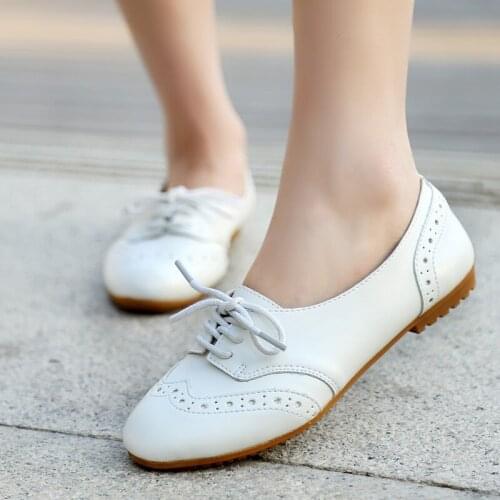 2021 womens shoes lacing comfortable spring flat white shoes women breathable
