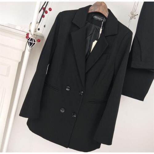 Black Double Breasted Business Pant Suits for Women Plus Size Ladies Pantsuit Blazer+Pants for Work Pantsuit for Wedding Party