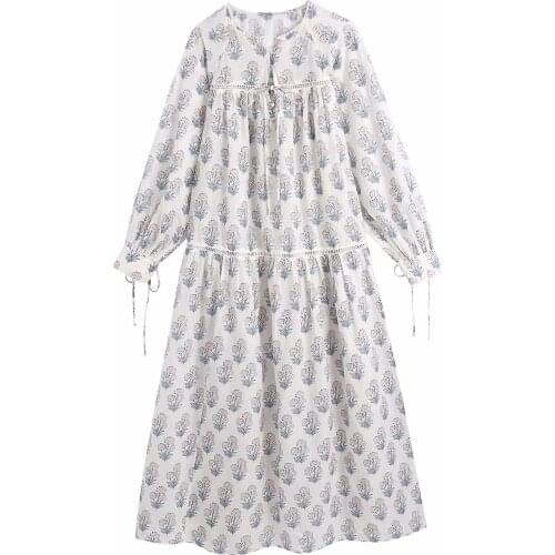 New Summer Dress Women Long Sleeves elegant Casual Vogue Chic Lady Patchwork Dress Woman Floral Maxi Dresses Robe Femme