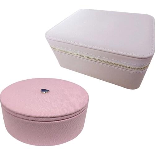 10*10*4 cm Packaging Pink Leather Round Rectangle Box Bracelet Jewelry Display Gift Box Europe Diy Velvet Bracelet Box Storage