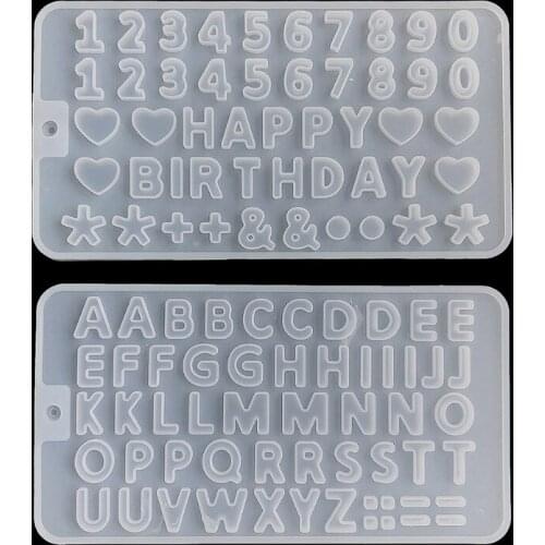2 Pcs Alphabet Crystal Epoxy Resin Mold English Letters Number Pendant Keychain Casting Silicone Mould DIY Jewelry Making Tools