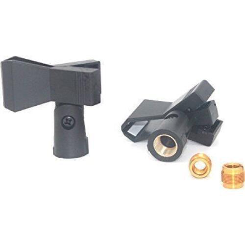 2pcs Universal Adjustable Microphone Butterfly Clip with Gold Brass and Adapter