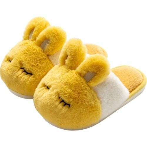 2020 Childrens cotton slippers autumn winter female baby princess cartoon cute antiskid baby boy indoor thermal slippers yellow