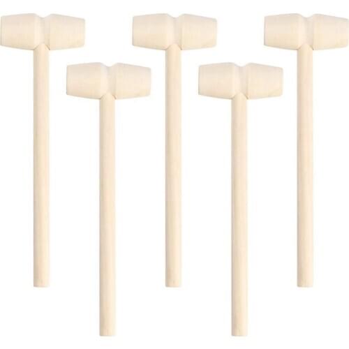 30Pcs Wooden Hammer Lobster Shellfish Crab Hardwood Mallet Gavel Toy for Boys Girls Leather Craft Jewelry Making