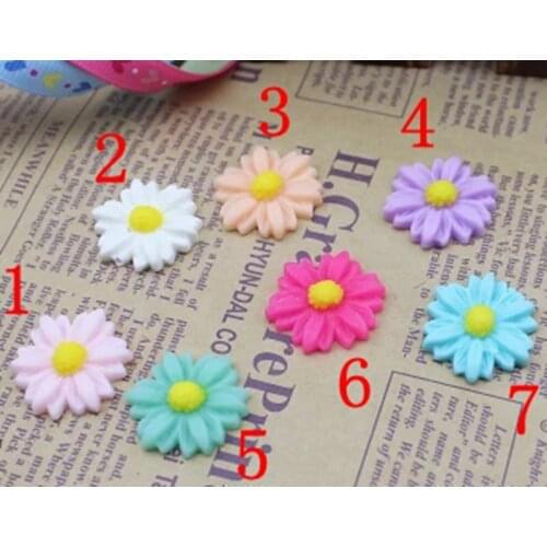 50pcs/lot 7 color optional Daisy Flower Resin Flatback Cabochon Scrapbook DIY Phone Shell /Hair Decoration 23mm 004004056
