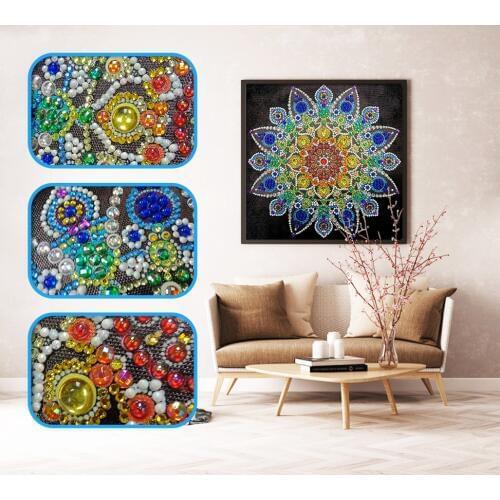 5D DIY Special Shaped Diamond Painting Partial Round Drill Diamond Embroidery Crossstitch Rhinestone Mosaic Mandala Flower Decor