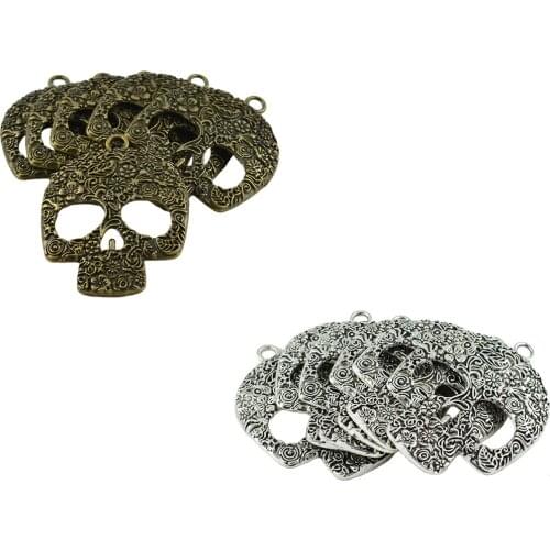 6Pcs Flower Skull Skeleton Charms Pendant for DIY Necklace Bracelet Making