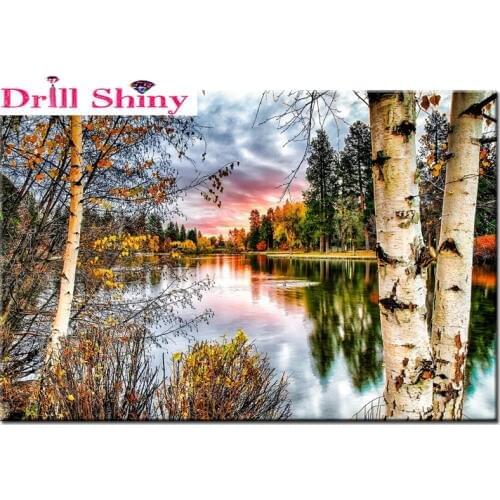 Diamond mosaic Silver birch diamond painting cross stitch scenery diy 5d diamond embroidery landscape hobbies beads craft