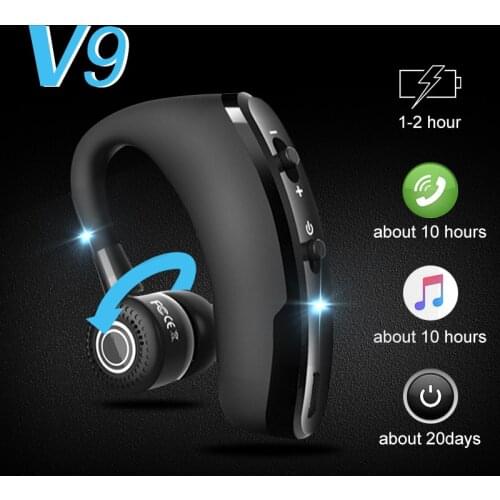 V9 Handsfree Business Wireless Bluetooth Headset With Mic Voice Control Headphone For Drive Connect With Phones Driver Sport