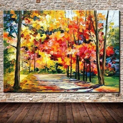 Large Size canvas wall art abstract modern decorative pictures Autumn Scenery oil painting on canvas for living room decoration