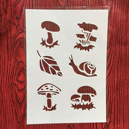 CraftArtGo DIY mushroom Stencils Painting Scrapbook Coloring Cake decorating sugar powder sieve printing mold printing table
