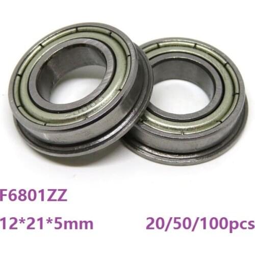 20/50/100pcs F6801ZZ F6801 ZZ Flange Ball Bearing 12*21*5mm Thin Wall Deep Groove Ball bearing Double metal cover 12×21×5mm