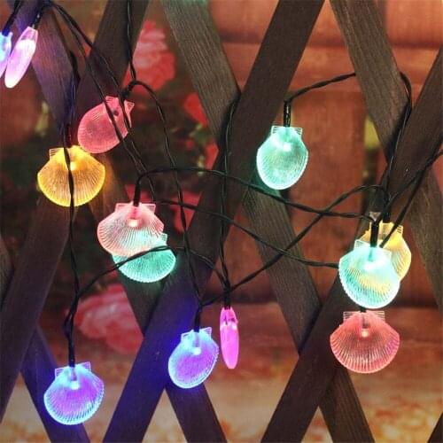 Seashell String Lights Fairy Garland Shell Shaped Holiday Light Solar Powered Decorative Hanging Light for Wedding Party Decor