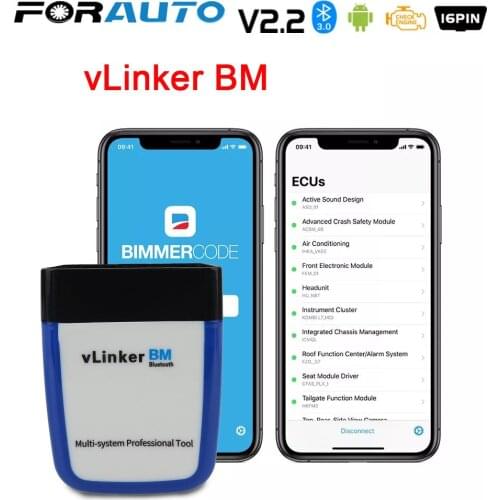 OBD2 Scanner Repairing Tools Bluetooth 3.0 ELM327 V2.2 For BMW Bimmercode vLinker BM Car Diagnostic Tool