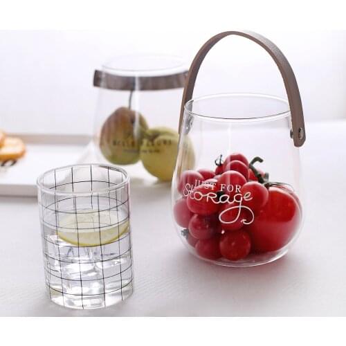 Ceramic Fruit Plate Leather Handle Vase Light Luxury Dessert White Plate Creative Vegetable Transparent Restaurant Salad Plate