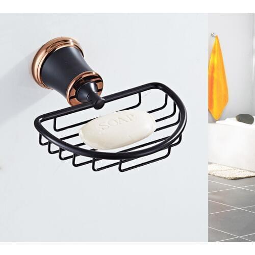 VidricSoap Holer Black Soap Basket Bathroom Products Solid Brass Black Soap Dish Holder Soap Box for Bathroom Accessories 5506