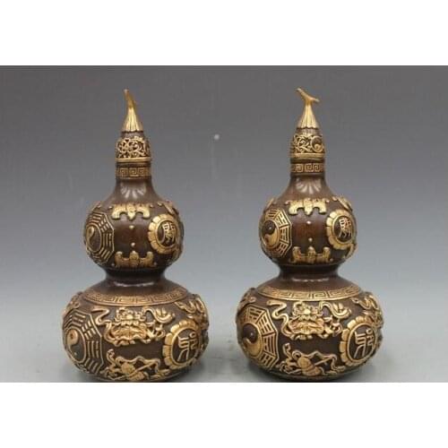 Royal Pure Bronze 24K Gold Eight Diagrams 8 treasures Fengshui Gourd cucurbit