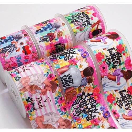 Fathers Days DIY Handmade Materials Printed Grosgrain Ribbon 50 Yard Per Size 53198