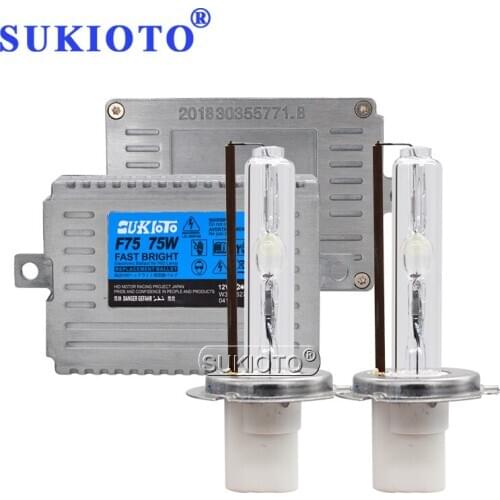 SUKIOTO Xenon H7 AC 75W HID Ballast Kit Fast Bright Slim HID Ballast Xenon H1 H3 H8 H11 HB3 HB4 D2H 4300K-8000K Car Light Bulbs