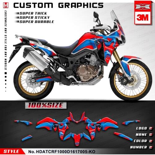 KUNGFU GRAPHICS Self Adhesives Motorcycle Stickers Vinyl Decals for Africa Twin CRF1000D CRF1000L 2016 2017, Red Blue
