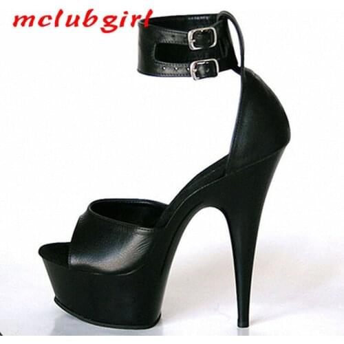 Mclubgirl 15cm Heels Thin Heel Simple Bag and Red Bridal Womens Wedding Shoes Large Sexy Night Club Dance Sandals LYP