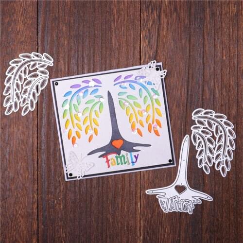 YaMinSanNiO Tree with Family Word Metal Cutting Dies Scrapbooking Paper Craft Dies Diy Gift Etched Craft Paper Card Making New
