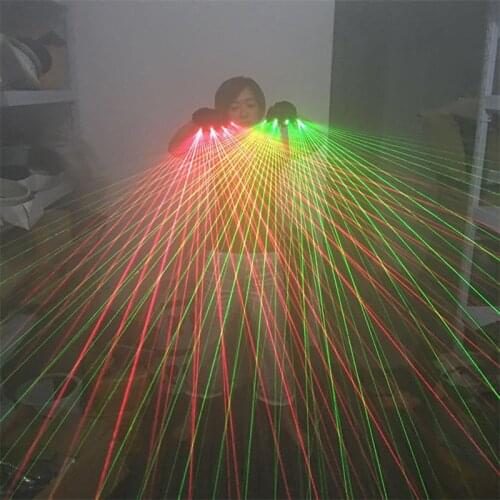 Multi-line Green Red Laser Gloves LED Stage Gloves for LED Luminous Costumes Show DJ Gloves LED Light Nightclub Bar Props