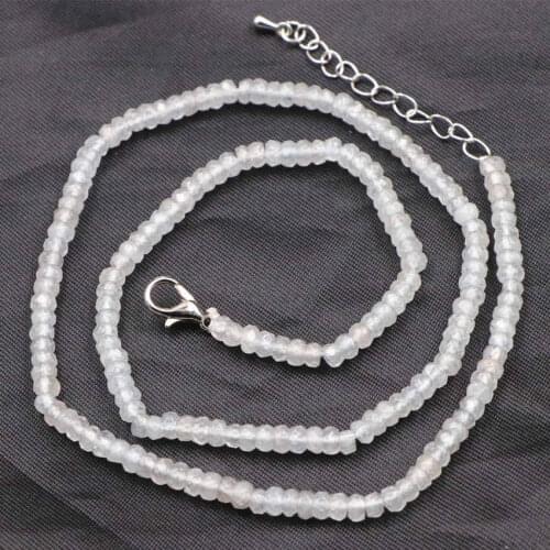 Trendy Choker Necklace Light Blue Aquamarines Stone Jades Beads Collare Chain Necklaces Abacus 2x4mm Torques Jewelry 18" A816