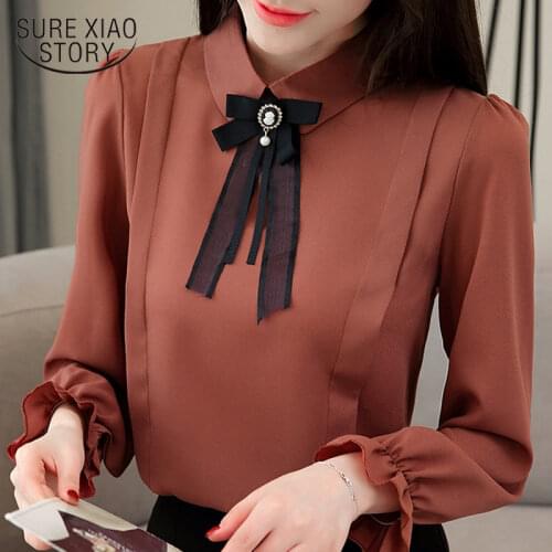 Fashion spring women blouses 2021 long sleeve women shirts Chiffon Blouse Shirt plus size womens tops and blouses Blusas 1747 50
