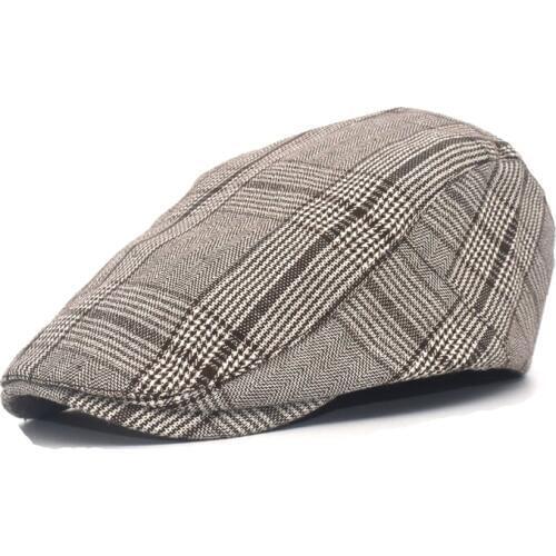 Mens Classic Plaid Beret Womens Casual Unisex Sports Cap Cotton Beret Hat Flat Cap A3