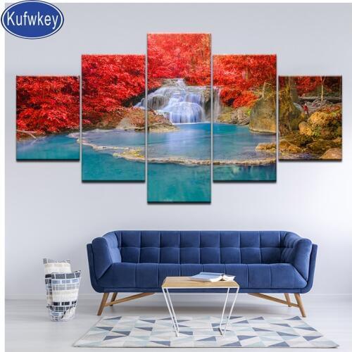 Fall Waterfall 3d diamond Embroidery Diamond-Painting full square drill Mosaic Stich puzzle 5d diamond Set Nature DIY painting