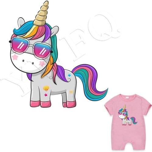 Unicorn Patches Children T-shirt Dresses Stickers Washable Heat Transfer Badges Appliqued DIY Cartoon Parches Popular Sticker