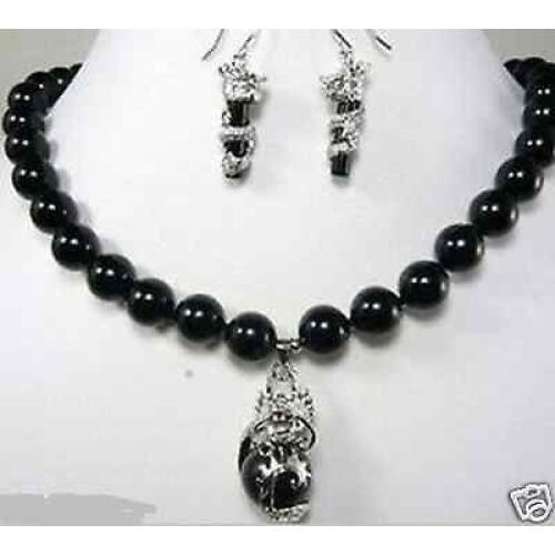 New Style Hot sale**** Fashion beautiful 10mm black jade dragon earring pendant Necklace set Fashion Wedding Party Jewellery