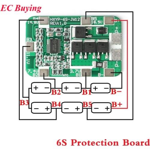 6S 14A 22.2V PCB BMS Protection Board for 18650 Li-ion Lithium Battery Cell Module Protection Module 25.2V DIY