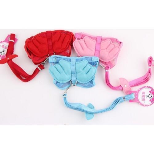 Pet Dog harness Leash angel wing & leash leads chest back type pink blue red Free Ship