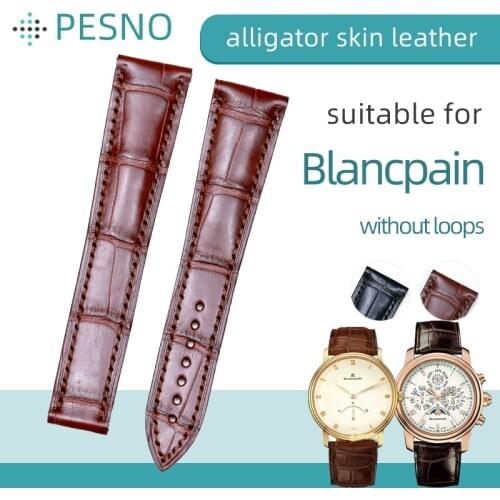PESNO Compatible for Blancpain VILLERET LE BRASSUS 4063 Crocodile Leather Watch Bands Genuine Leather Men watch Strap