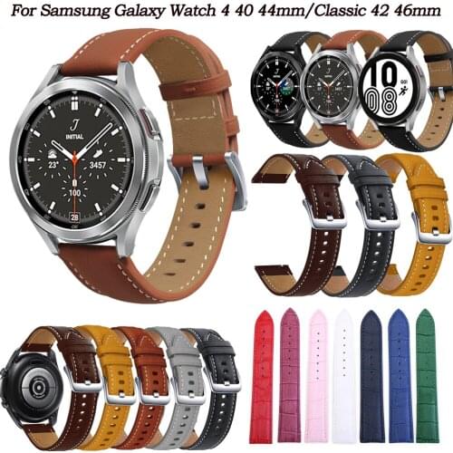 Leather Smart Watchbands Strap Galaxy Watch 4 Classic 46 42mm Replacement For Samsung Galaxy Watch4 44 40mm Wrist Bracelet Belt