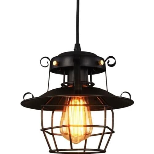 Retro industrial wind chandelier bar table coffee restaurant American LOFT bird cage personality creative iron single head lamp