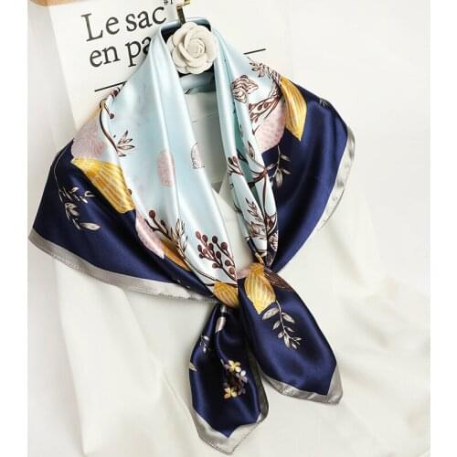 New Fashion Woman Scarf flower Pattern Print 90*90 Square scarf Sun protection Shawls Ornaments decoration Headdress Gift