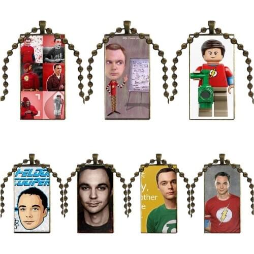 Sheldon Lee Cooper Bazinga Jim Parsons For Women Men Glass Cabochon Choker Pendant Rectangle Necklace Bronze Color Jewelry