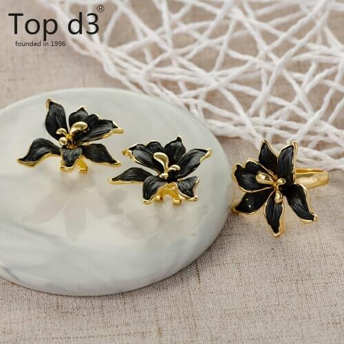 Top d3 Viennois High Quality Brass Metal Back Flower Earring And Ring for Women Fashion Designer Jewelry Party Accessory