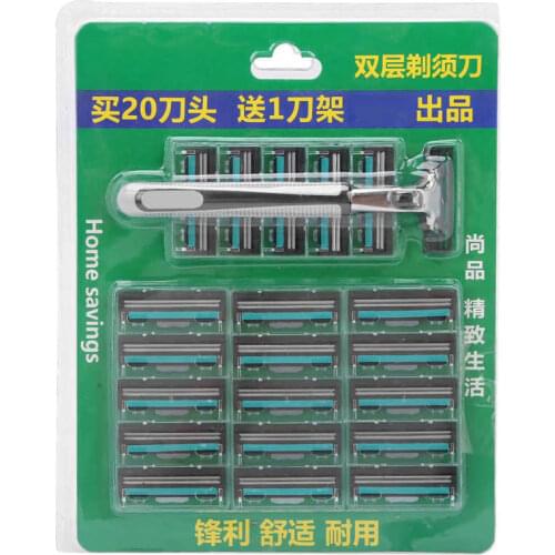 Hair Trimmer Eyebrow Trimmer Mens Beard Shaving Hair Removing Double‑Layer Safety Trimmer with 20 Blades