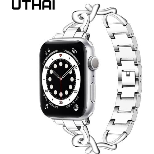 UTHAI P59 apple watch band 40 For iwatch6 Metal stainless steel strap 44mm 40mm for iwatch series se 5 4 3 Single loop chain