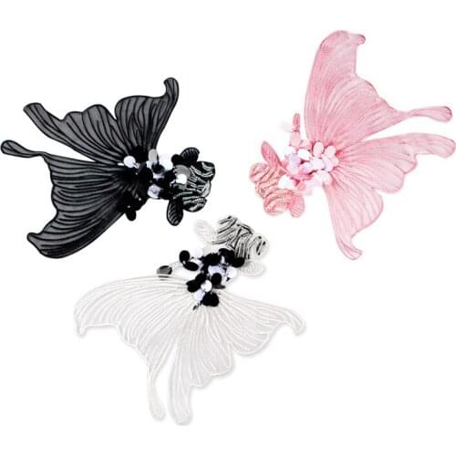 Beaded embroidery patch goldfish fish animal cartoon patches for hats bag badges applique patches for clothing EQ-1212