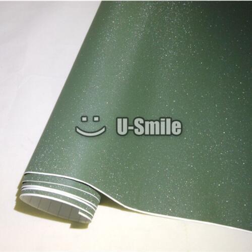 High Quality Army Green Bling Sand Diamond Vinyl Sticker Sheet Bubble Free Phone Laptop Sticker Cover Size:1.52*30M