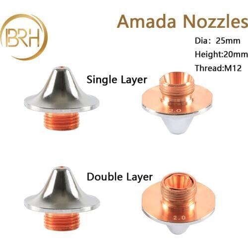 High Quality 10pcs/lot New Amada Fiber Laser Nozzles Single/Double Layer Calibe 1.0-4.0mm For Amada Laser Cutting Machines